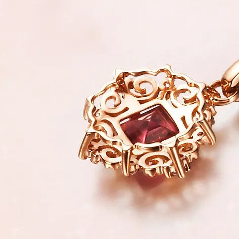 New High-End Temperament Ruby Zircon Aaas Necklace Gold-Plated Lady Evening Party Necklace
