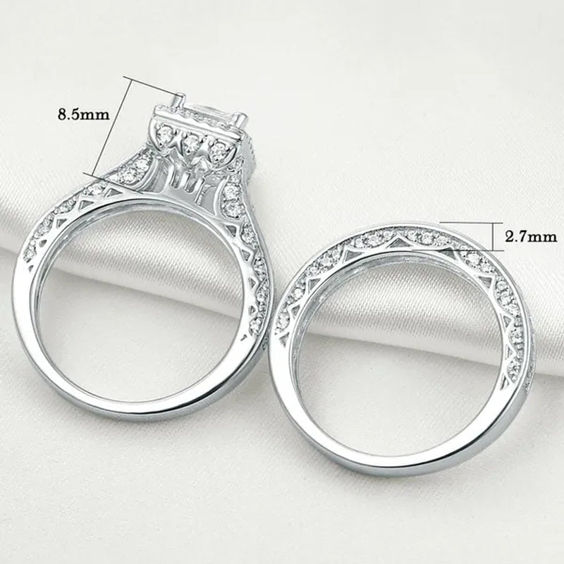 Newshe Vintage Wedding Ring Sets Engagement Rings for Women Princess Cut AAAAA CZ 925 Sterling Silver Jewelry Gift Sz 4-13