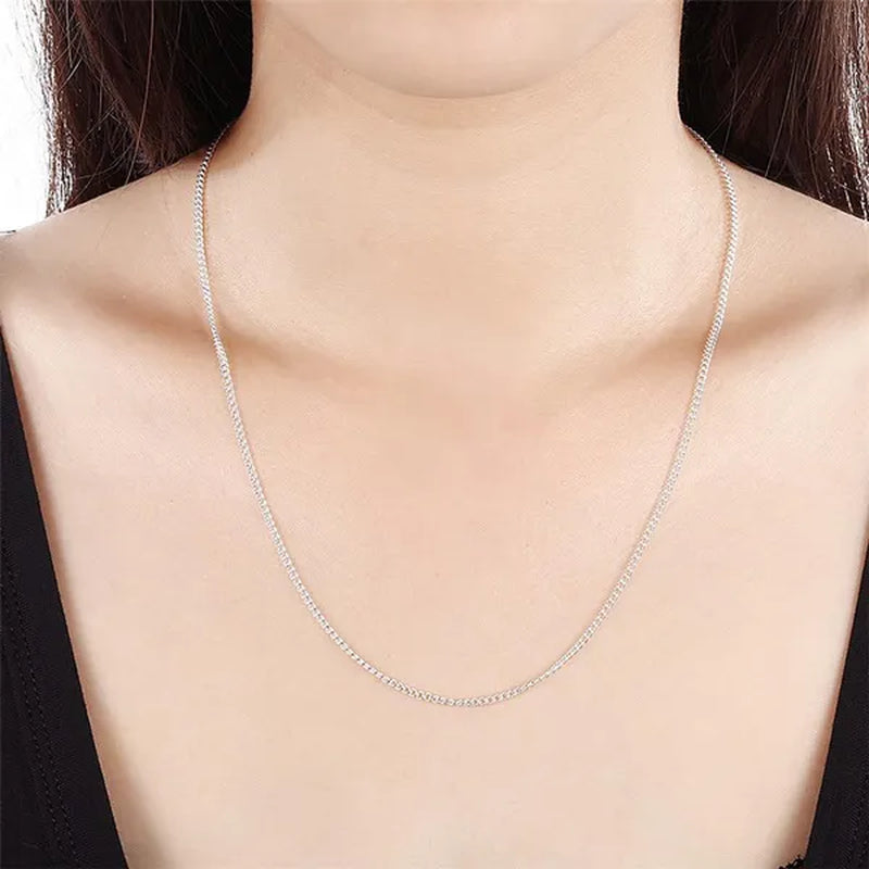 Wholesale Price High Quality 5pcs/lot New Silver Color 2mm Classic Curb Chain Necklace For Women Wedding Engagement jewelry Men's Fashion Side Chain Bijoux