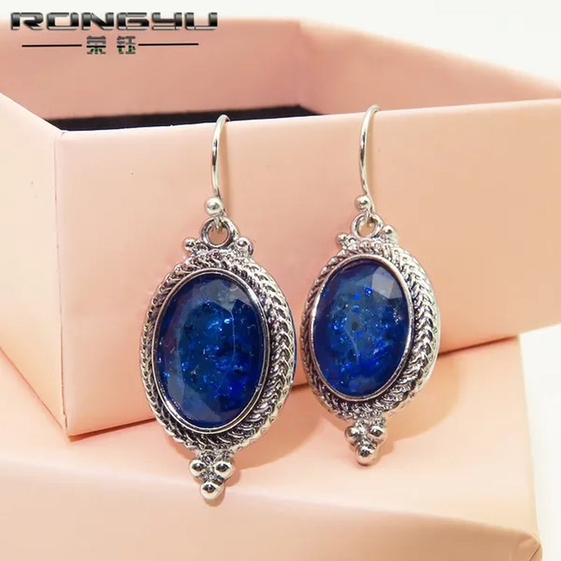 925 Sterling Silver Natural Gemstone Sapphire Drop Earrings Wedding Engagement Earrings Jewelry Gift for Women