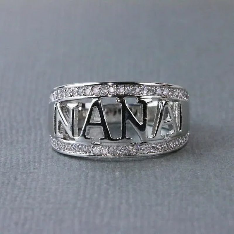 Gift Delicate Nana Ring Brass Cubic Zirconia Diamond Jewelry Grandmother Christmas Gift Birthday Gift - WORLD TIME VISITS