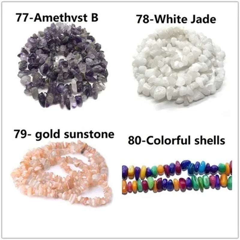 80Kinds 5-8MM natural stone irregular shape free-form chip beads tiger eye amethyst turquoise white crystal red coral Lapis lazuli used for jewelry making DIY bracelet 30"