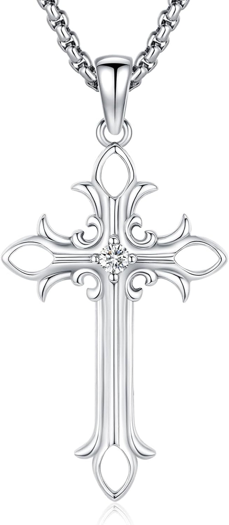 Cross Necklace for Women Men,Crucifix Necklaces 925 Sterling Silver Jesus Cross Pendant Vintage Patron Saint Medals Amulet Protection Religious Faith Trendy Dainty Jewelry Gifts