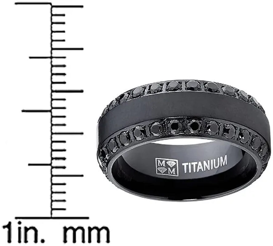 1.75 Carats Men'S Titanium Wedding Band Ring 8MM Rose Goldtone Black Silvertone