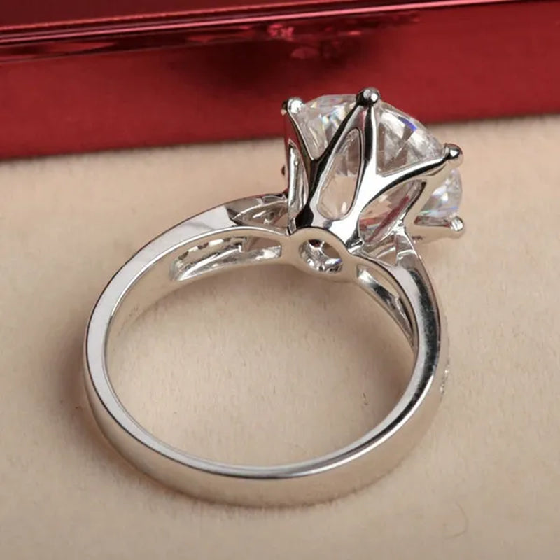 3ct 9mm Round Moissanite Diamond Solitaire Wedding Ring For Women 925 Sterling Silver Plated 925 Stamped