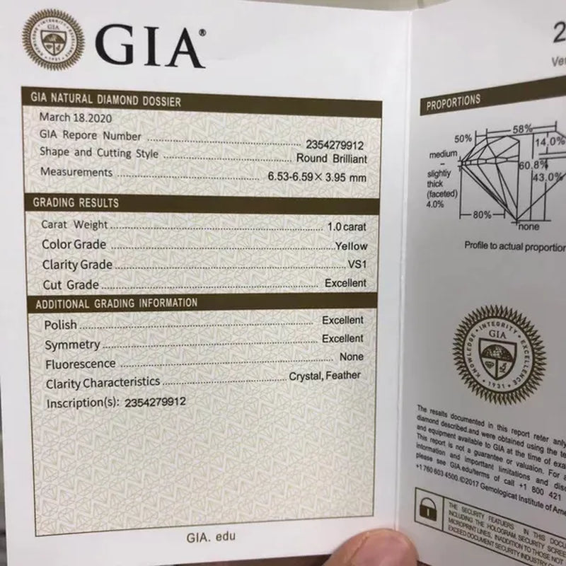 5.0Mm 0.5Ct Yellow Diamond round Excellent Cut Loose Gemstone with GIA Certificate