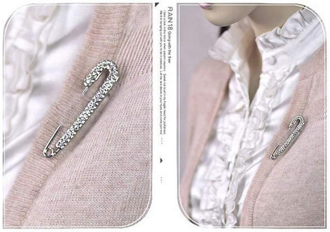 1 PCS 3 Inch Silver Rhinestone Inlaid Alloy Safety Brooch Pins Scarves Buckle Shawl Clip Jewelry Brooch DIY Accessories for Clothing Locking Ornament Fastening Embellish