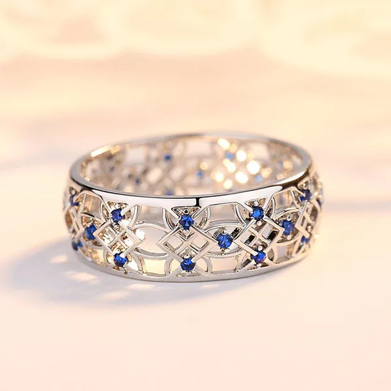 925 Silver anniversary Statement Ring Natural Gemstones Sapphire Ring Wedding Bride Engagement Band Charm Ring Jewelry size 6 7 8 9 10