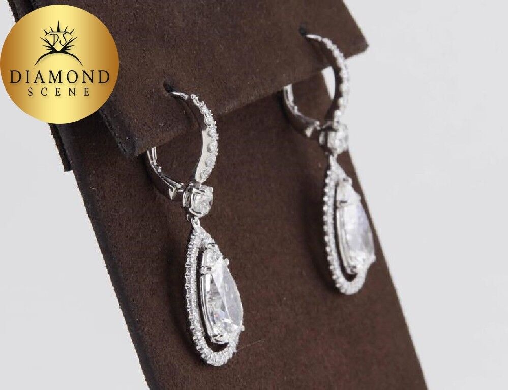 GIA Certified Pear Shaped Diamond Drop Earrings