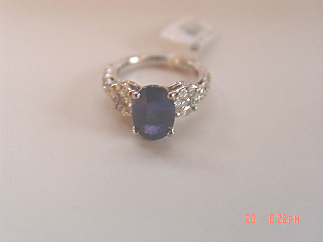 BLUE SAPPHIRE OVAL SHAPE RE-SIZEABLE DIAMOND MARQUISE