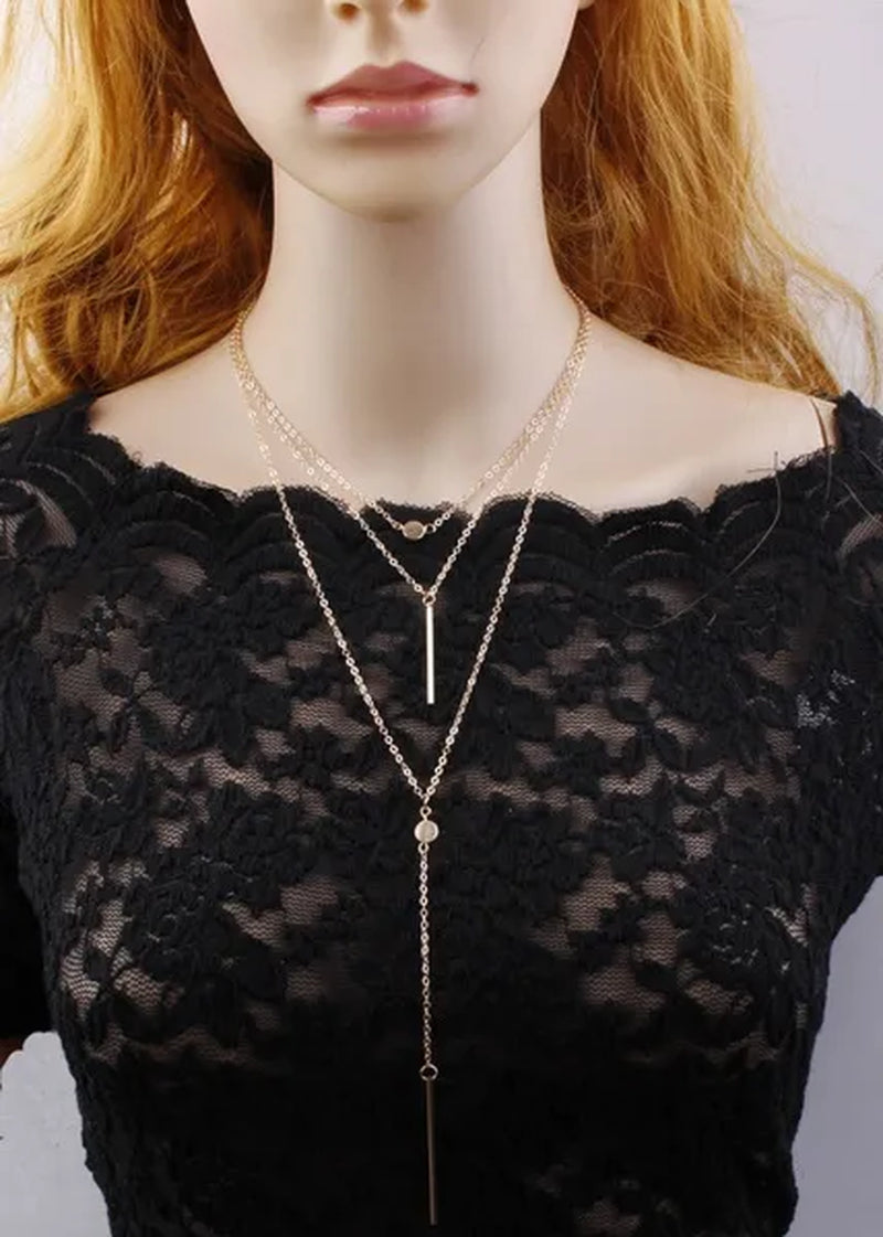 Elegant Multilayer Women Pendent Necklace Long Chain Necklace bo