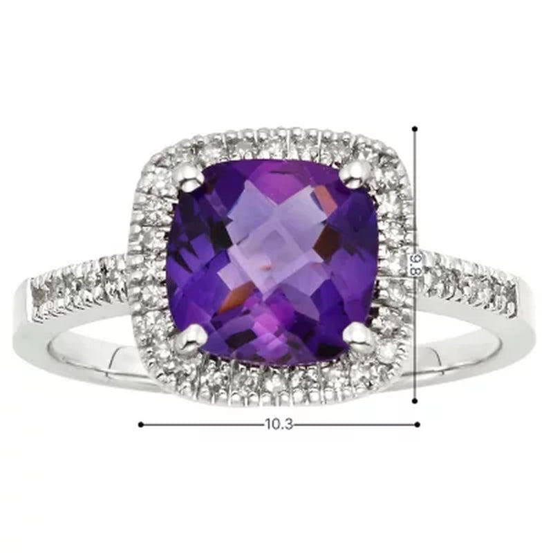 Amethyst and 0.18 CT. T.W. Diamond Ring in 14K Gold