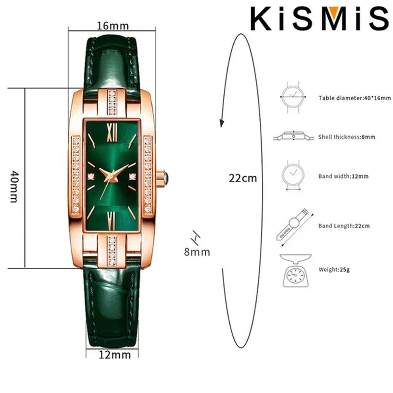 KISMIS 1PC/2Pcs Luxury Fashion Ladies Watch Diamond Inlaid Charm Unlimited Women's Watch Retro Fashion Quartz Watches Gift 3 Colors Available