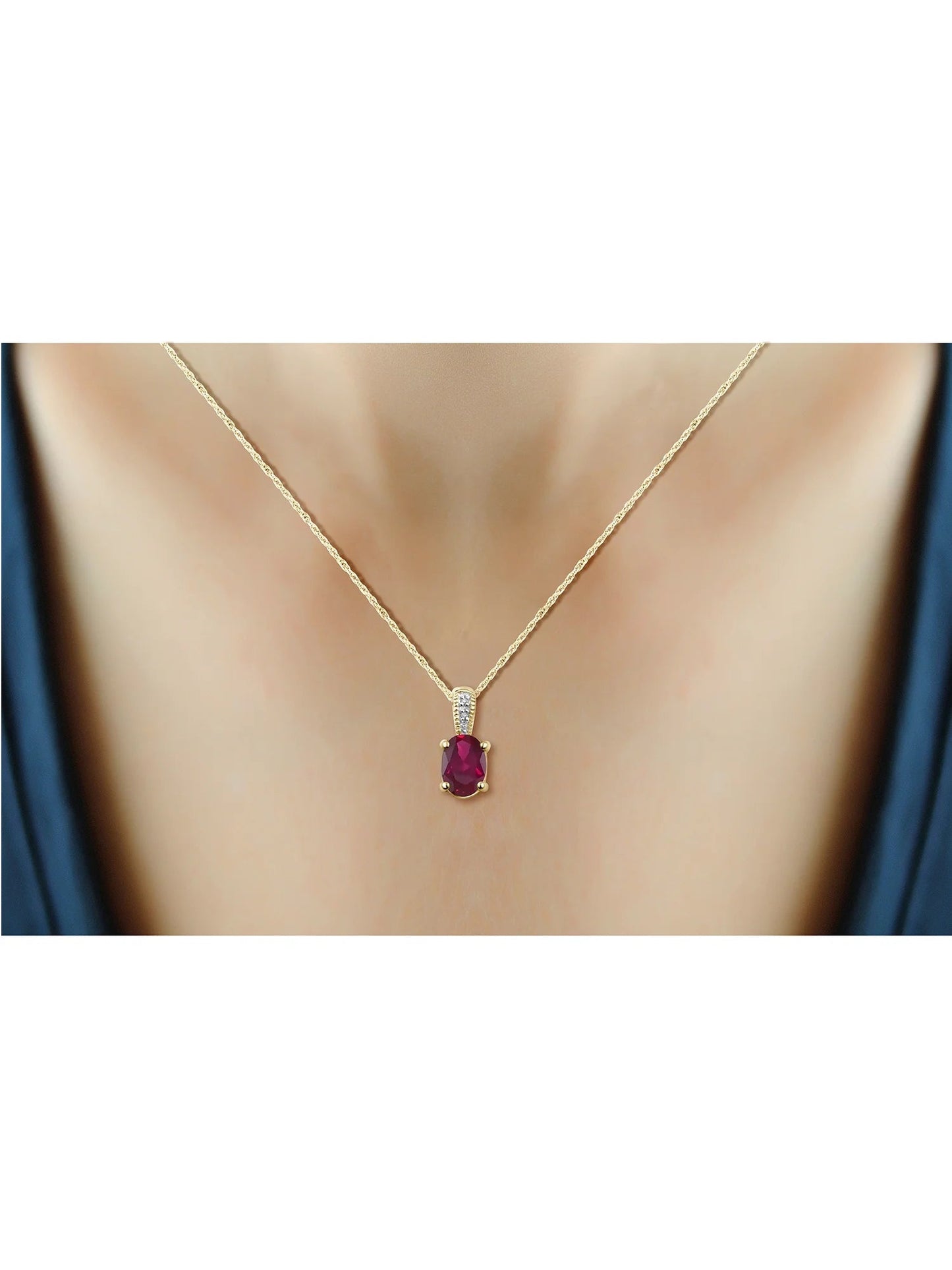 0.90 Carat T.G.W. Ruby Gemstone and White Diamond Accent Pendant