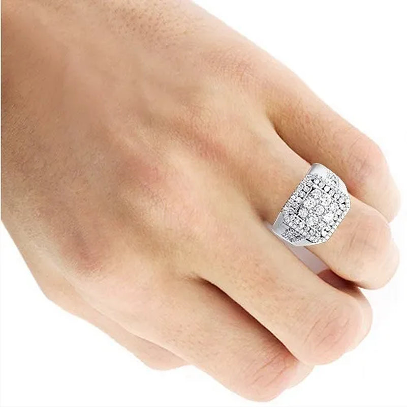 Men's White Diamond 925 Sterling Silver Ring Gifts