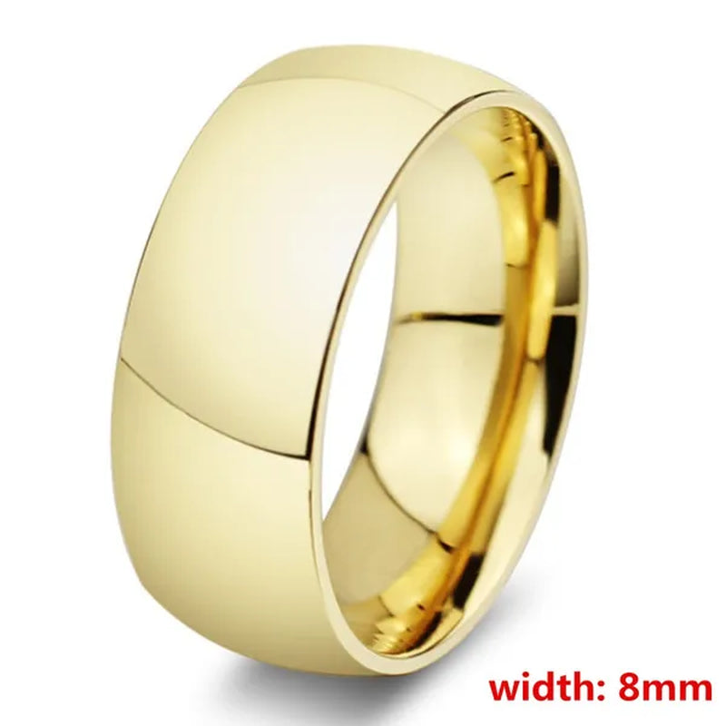 4/6/8mm Width Never Fade Gold Silver Plated Ring Men/Women Gift Classic Gold Wedding Bands Rings for Men Jewelry