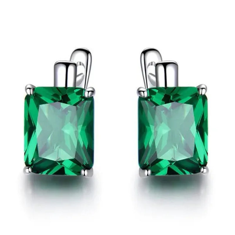 Majesty Diamonds MDS210239 Cushion Green Nano Emerald Stud Earrings in 0.925 White Sterling Silver