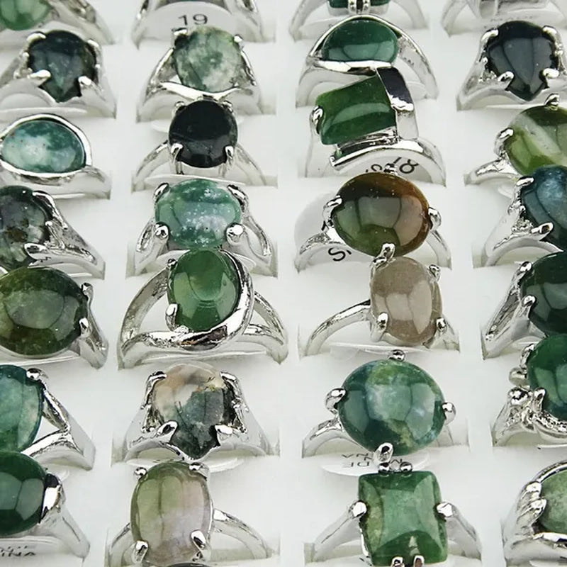 Guaranteed 10pcs 100% Natural Green Stones Tourmaline Mix Style Fashion Rings for Womens Mens Wholesale jewelry Lots A002