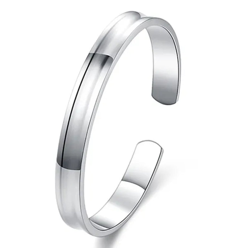 Charm 925 Sterling Silver Smooth 12mm Adjustable Bangle Bracelet for Woman Man Fashion Wedding Engagement Party Jewelry