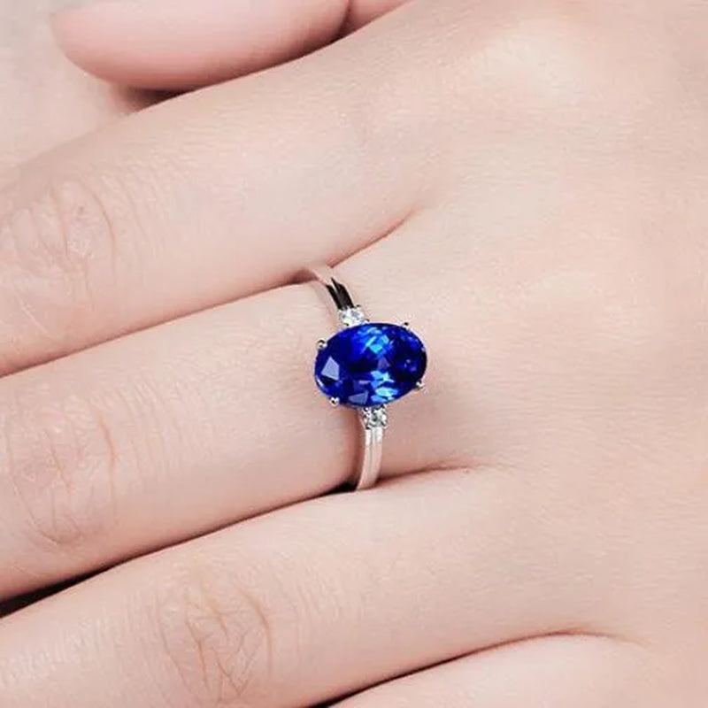 Fashion Jewelry Ellipse Emerald Sapphire Zircon Aaas Ring Gold-Plated Opening Adjustable Rings