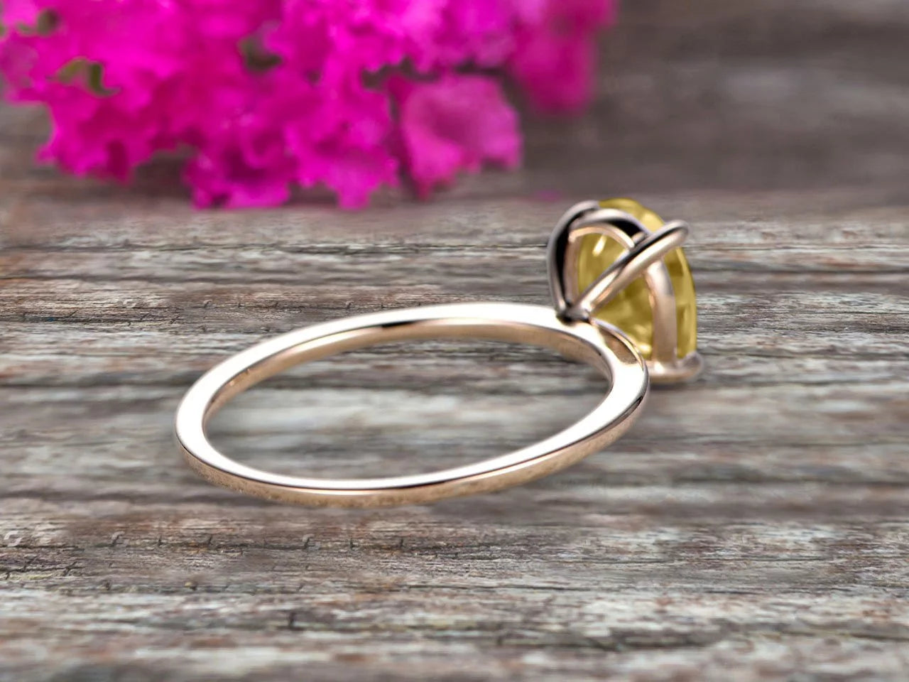 1.25 Carat Classic 8X6Mm Oval Champagne Diamond Moissanite Solitaire Engagement Ring on 10K Yellow Gold