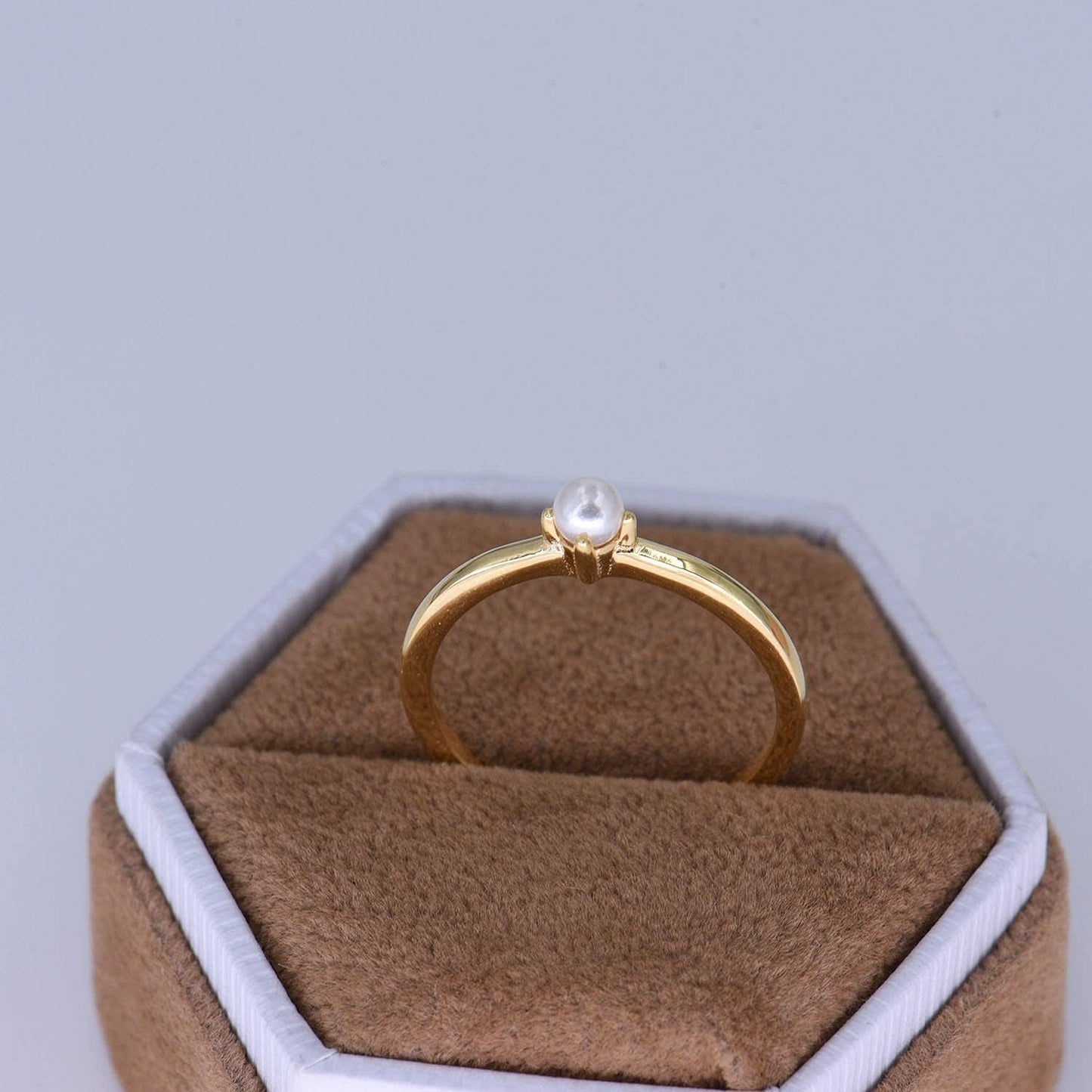 18K Gold Vermeil Tiny Pearl Ring