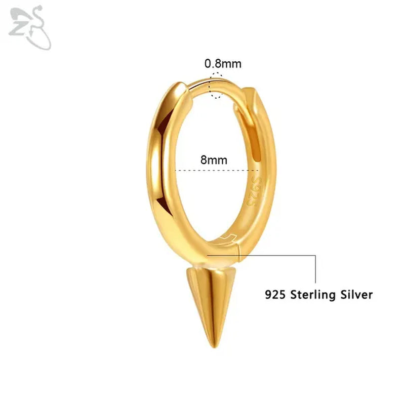 1 Pair Zircon 925 Sterling Silver Hoop Earring for Women Girls Gold Color Spike Circle Earrings Silver Punk Ear Piercings Jewelry Gifts