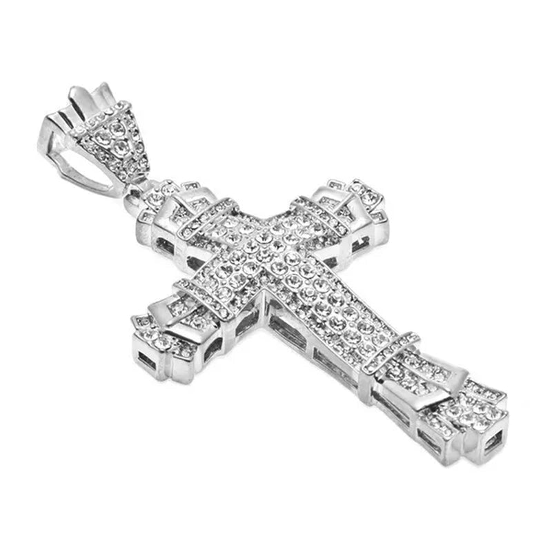 Men'S Fashion Jewelry Gold / Silver DIAMOND Cross Pendant Necklace Chain Cross Necklace