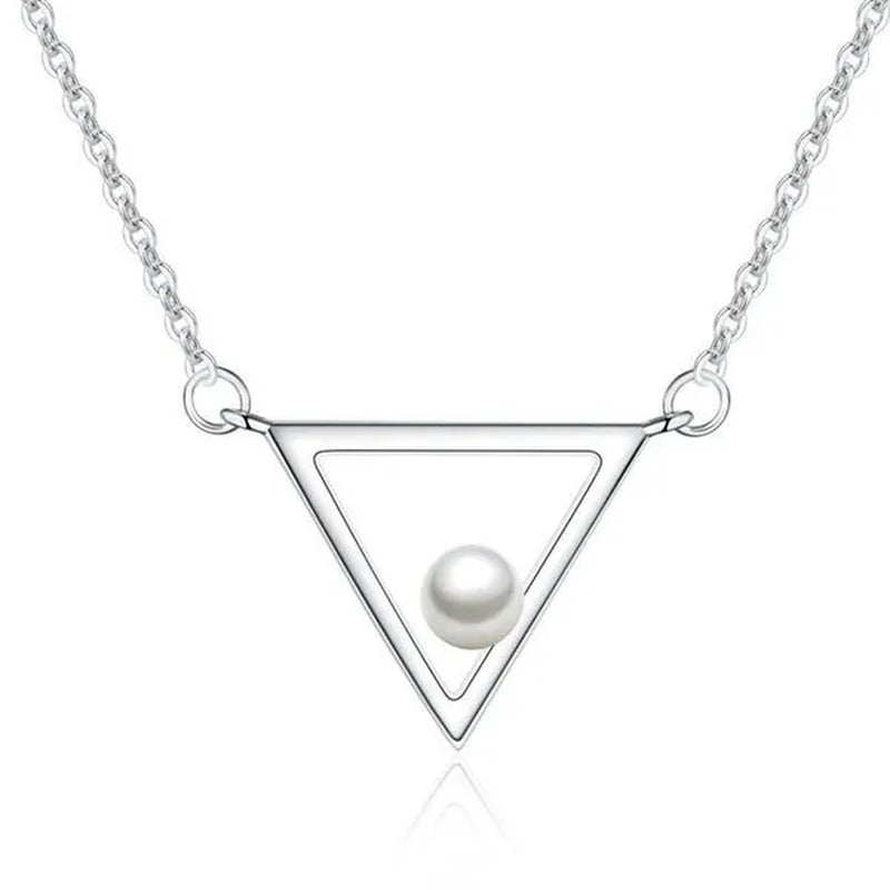 Majesty Diamonds MDS170390 White Shell Pearl Triangle Fancy Pendant Necklace in .925 Sterling Silver