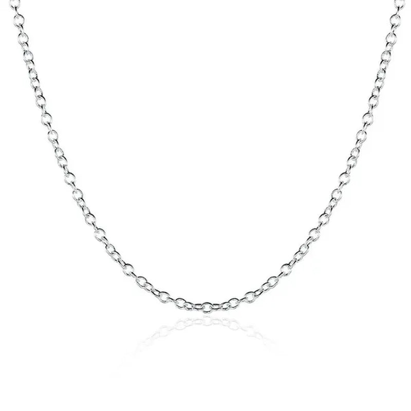 Wholesale Price High Quality 5pcs/lot Simple Fashion 925 Silver 1mm Basic Chain Necklaces For Women O Word Chain Wedding Engagement Jewelry Fashion Party Gift