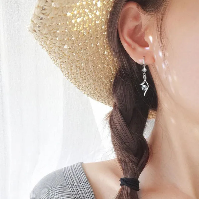 Fashion Women Girl 925 Pure Silver Earrings Female Zircon Rotary Tassel Earrings Gift Jewellery