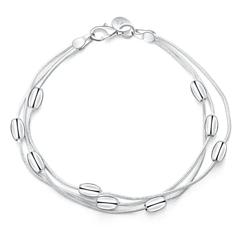 HOT! Fashion Exquisite 925 Sterling Silver Beads Chain Beautiful Bracelets for Women Fashion Wedding Cute Charm Bracelets Jewelry