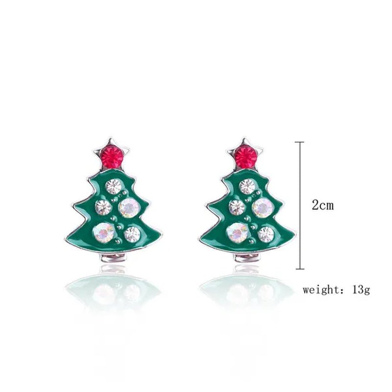 Christmas Jewelry with Diamond Snowflake Bell Christmas Earrings Christmas Tree Earrings Set Christmas Earrings Deer Stud Earrings - WORLD TIME VISITS