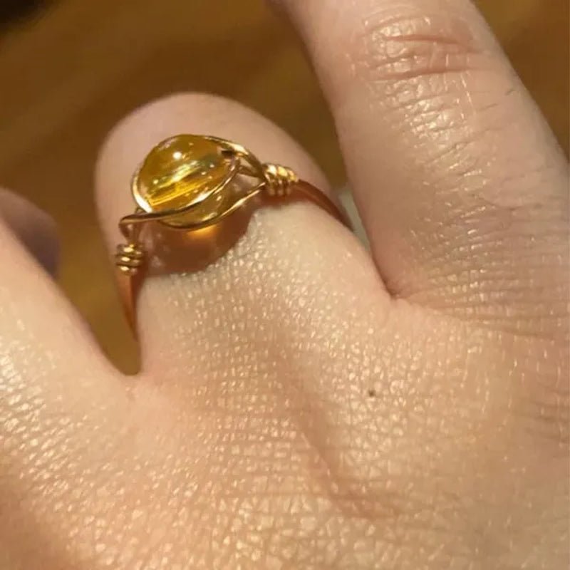 Citrine ring, citrine gemstone jewelry, citrine stone ring, gold citrine ring, wire wrapped ring, wire ring, gemstone ring, statement ring - WORLD TIME VISITS