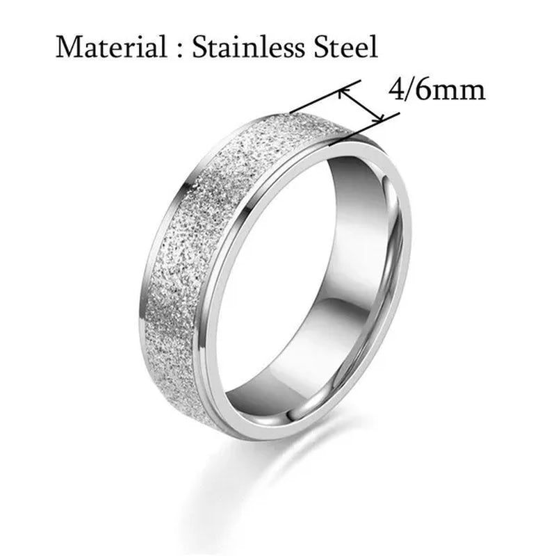 1Pcs Rose Gold Stainless Steel Frosted Curved Ring Simple Geometric Type Ring Wide 4Mm/6Mm