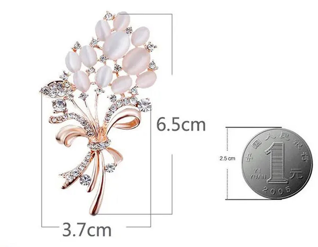 New Fashionable Opal Stone Flower Brooch Pin Garment Accessories Birthday Gift brooches for women rhinestone brooch Pin Jewelry Gift Arrow