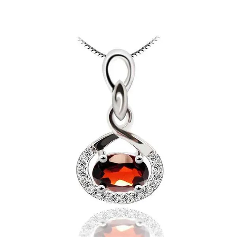 Majesty Diamonds MDS170224 1 CTW Oval Red Garnet Infinity Pendant Necklace in .925 Sterling Silver