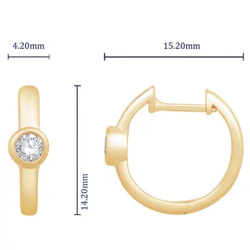 0.20 CT. TW. Diamond Bezel Huggie Hoop Earrings in 14K Gold
