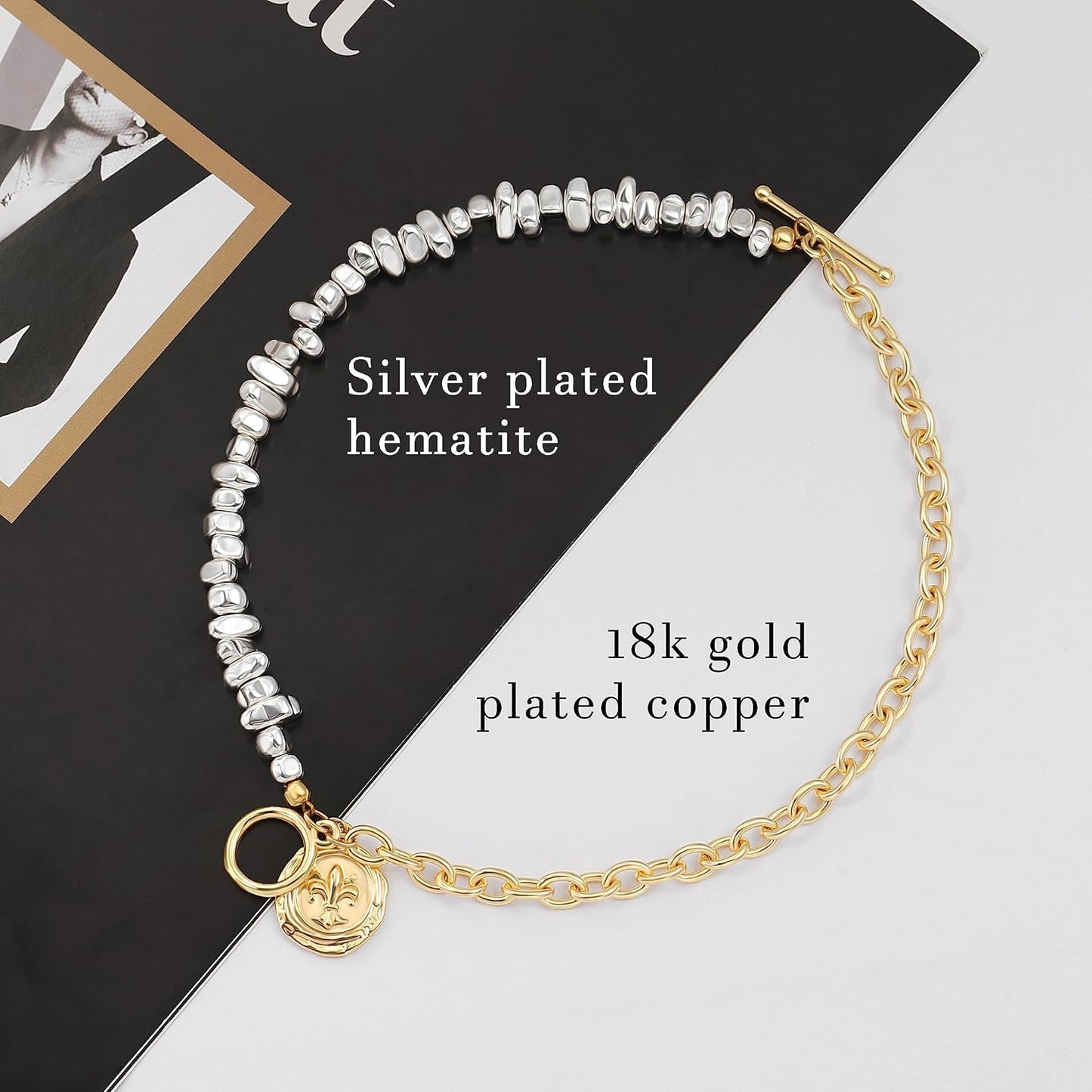 18K Gold Chain Layerd Bracelet Coin Charm Toggle Bracelet Trendy Cubic Zirconia Jewelry