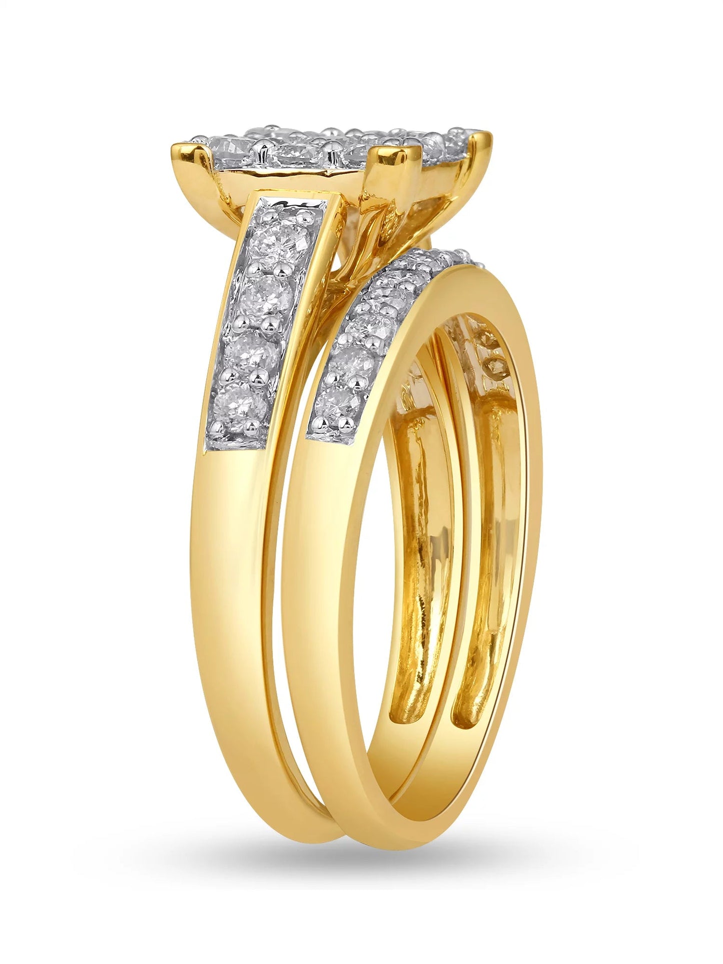 1.00 Carat T.W. Diamond Wedding Ring Set in 10K Yellow Gold (L, I2-I3)