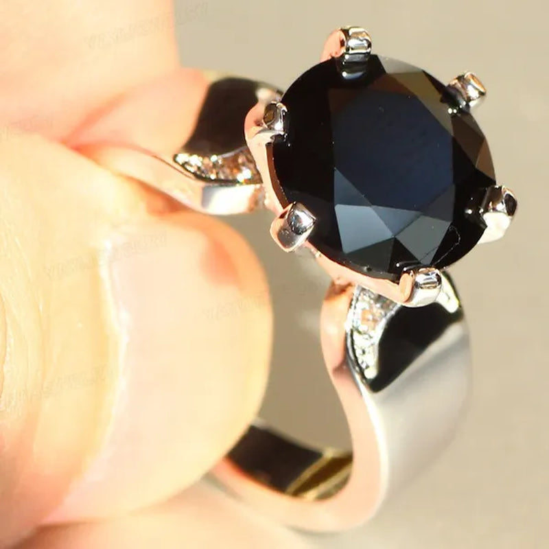 Luxury Silver Natural Gemstones White Sapphire Birthstone Bride Wedding Engagement Multilayer Crown Ring Size 6 7 8 9 10