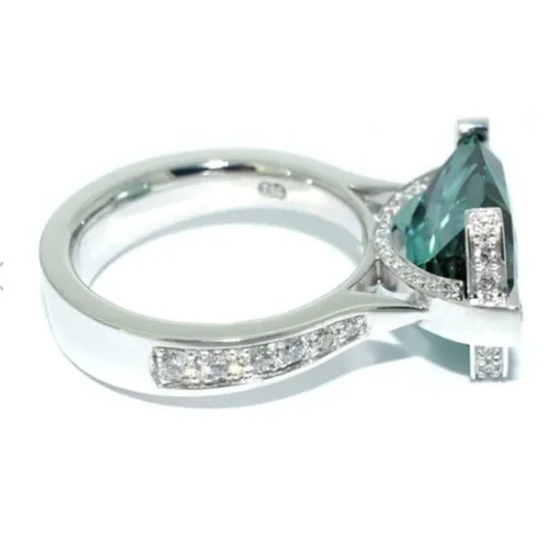 Exquisite Women's 925 Sterling Silver Tsavorite Ring Princess Bride Wedding Engagement Band Jewelry Rings Size 5 - 11 - WORLD TIME VISITS