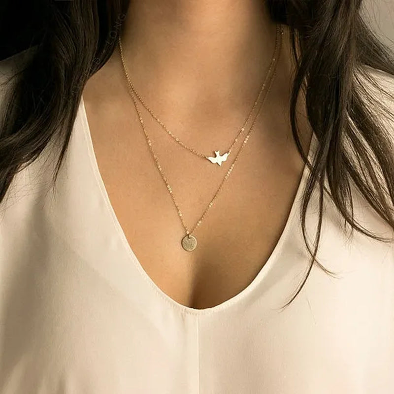 SOAR Bird Necklace / Layering Necklace / Peace Dove Necklace / Delicate Gold Necklace / Dove Necklace / Bird Necklace Layered - WORLD TIME VISITS