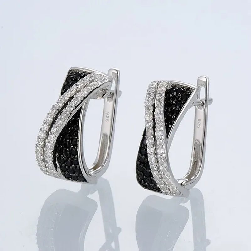 Luxury Fashion Women's Creative Cross Earrings Infinite Diamond Earrings Black and White Diamond Earrings Infinite Cross Earrings Engagement Earrings Women's Diamond Jewelry Birthday Anniversary Gift Jewelry - WORLD TIME VISITS