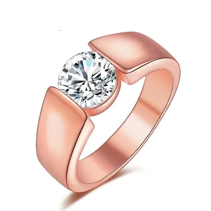 Mens Ring Classic Zircon Rings Bride Wedding Rings Rose Gold Colour Rings Silver Plated Rings Party Gift Rings for Men Finger Jewelry - WORLD TIME VISITS