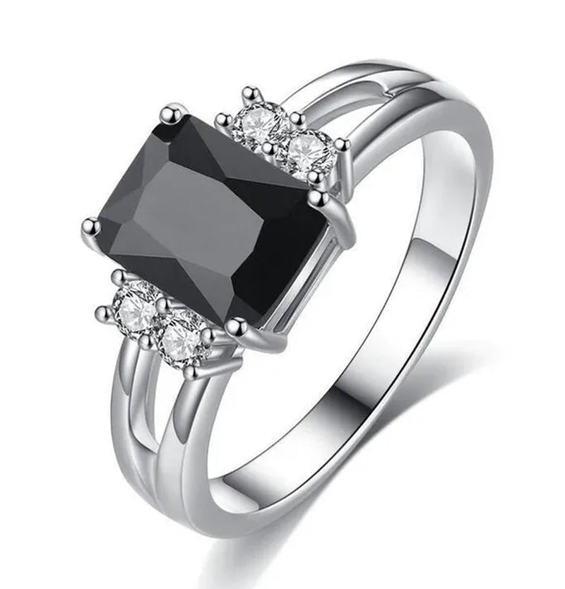 Size 6 - 10 Women Jewelry Amethyst / Blue Sapphire / Black Sapphire Women 925 Silver Plated Engagement Ring (Choice Color and Size ) - WORLD TIME VISITS