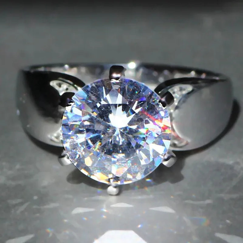 Luxury  Silver Natural Gemstones White Sapphire Birthstone Bride Wedding Engagement Multilayer Crown Ring Size 6 7 8 9 10