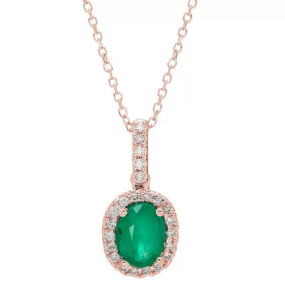 Genuine Emerald and 0.11 CT. T.W. Diamond Pendant in 14K Gold