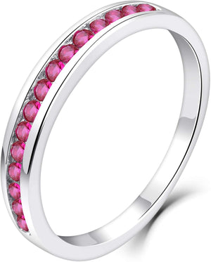 Stackable Rings 925 Sterling Silver Halo Birthstone Eternity Bands Jewelry for Women