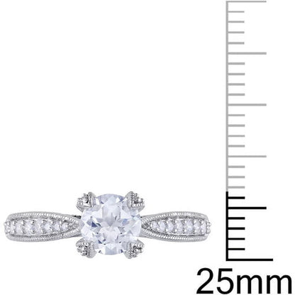 1/5 Carat T.W. Diamond and 1 Carat T.G.W. Created White Sapphire Sterling Silver Engagement Ring